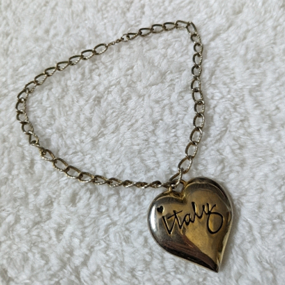 Vintage Italy imitation gold heart pendant necklace